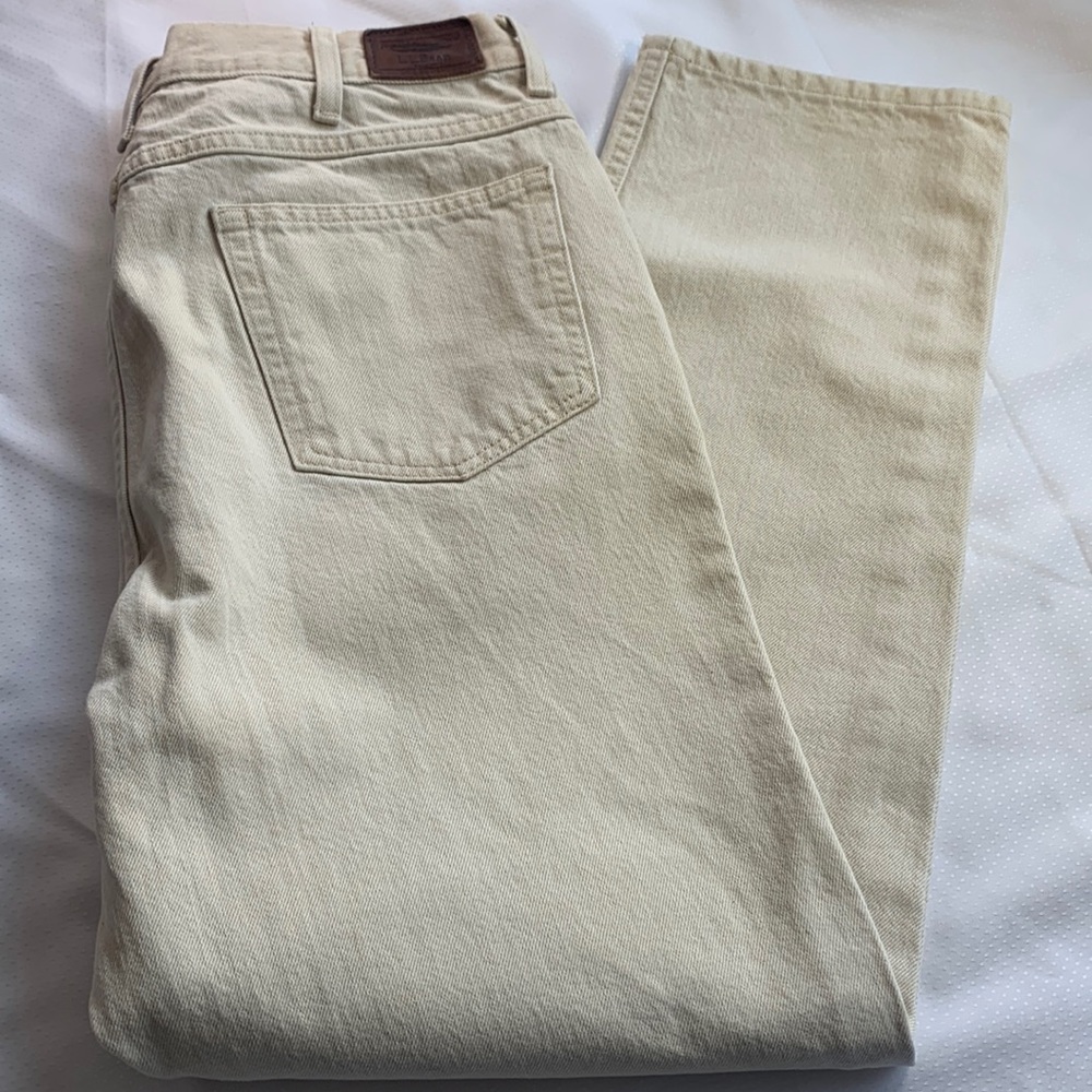 Vintage L.L Bean Mens 100% Cotton Jeans 35 x 30 Cream